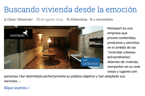 Buscando vivienda desde la emoción noticia publicada en Inmoblog por César Villasante
