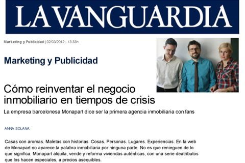Cómo reinventa Monapart el negocio inmobiliario en tiempos de crisis noticia publicada en La Vanguardia