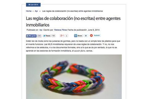 Las reglas de colaboración no escritas entre agentes inmobiliarios artículo de Rebeca Pérez publicado en Api.cat en el que ha colaborado Monapart
