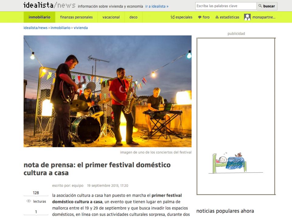 El primer festival doméstico Cultura a Casa noticia publicada en Idealista News